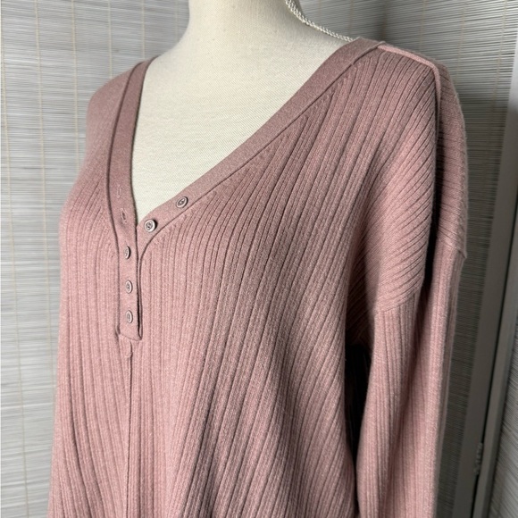 Daily Practice Ribbed Soft Mauve/Rose Long Sleeve Size S Stitched Rolled Cuff - Picture 2 of 8